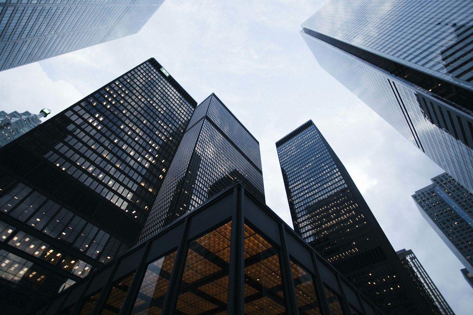 Looking up at enterprise office towers